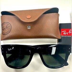 Ray-Ban Polarized Mega Wayfarer Black frame, green lenses.
